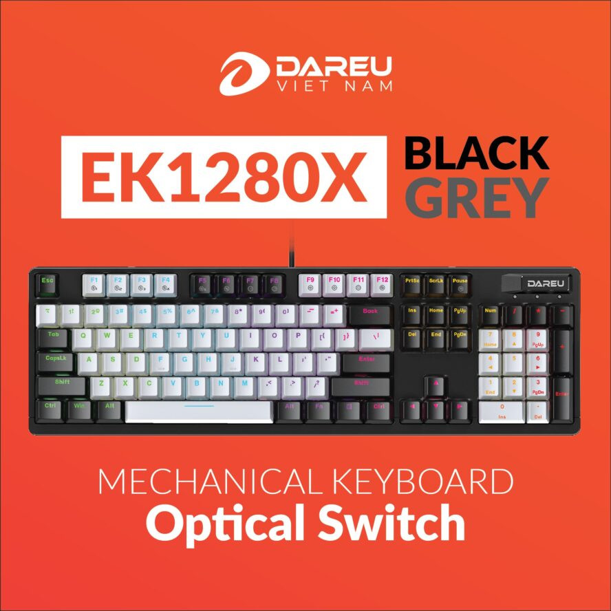 Bàn phím quang cơ Dareu EK1280X Black Grey Optical switch