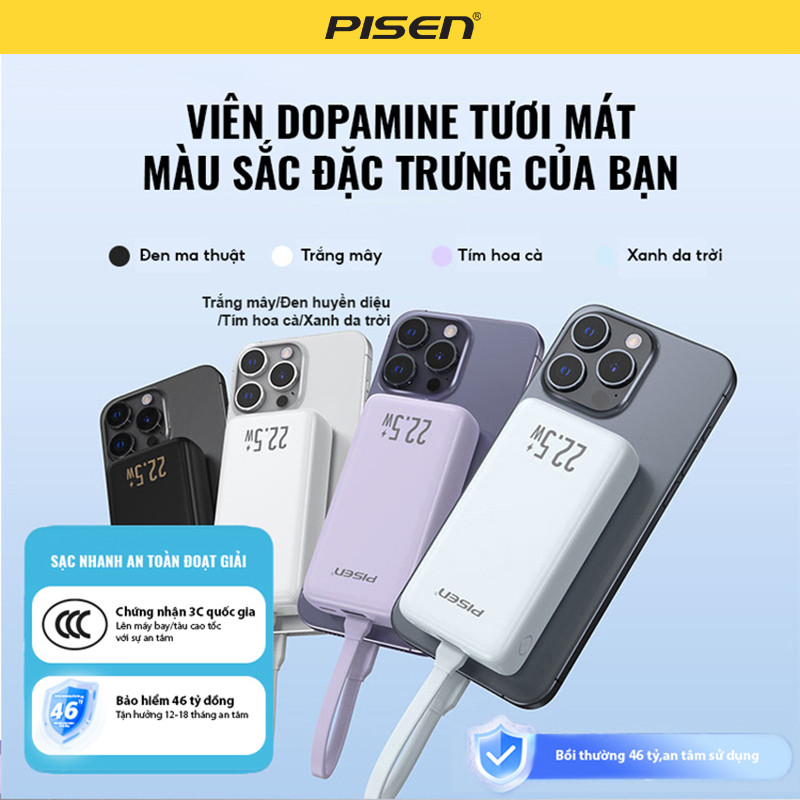 Pisen Quick Powerlink X1 22.5W 10000mAh ( L <=> C ) - Viên Dopamine
