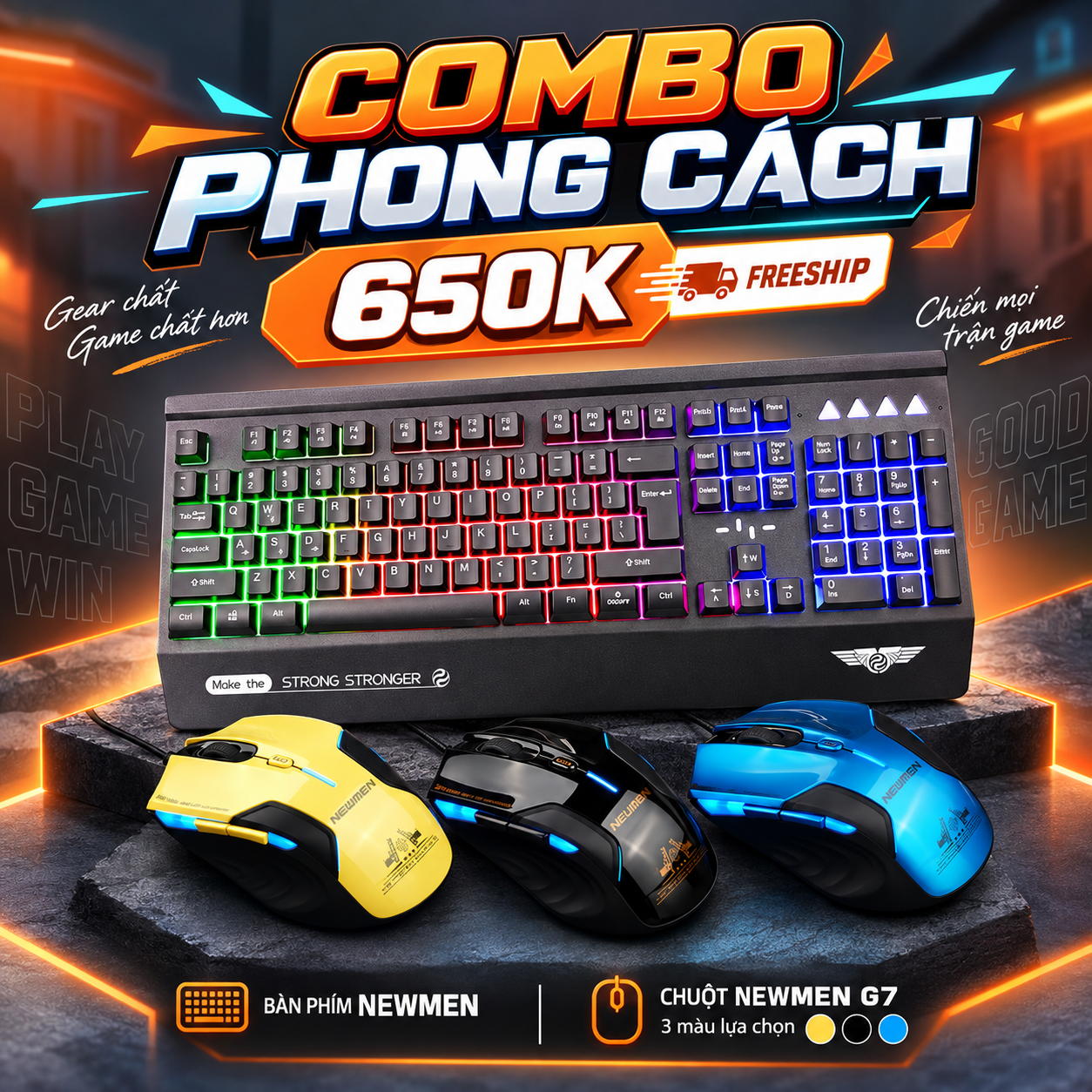 COMBO PHONG CÁCH (Bàn phím giả cơ newmen G1818-X + Chuột Chuột gaming NEWMEN G7)