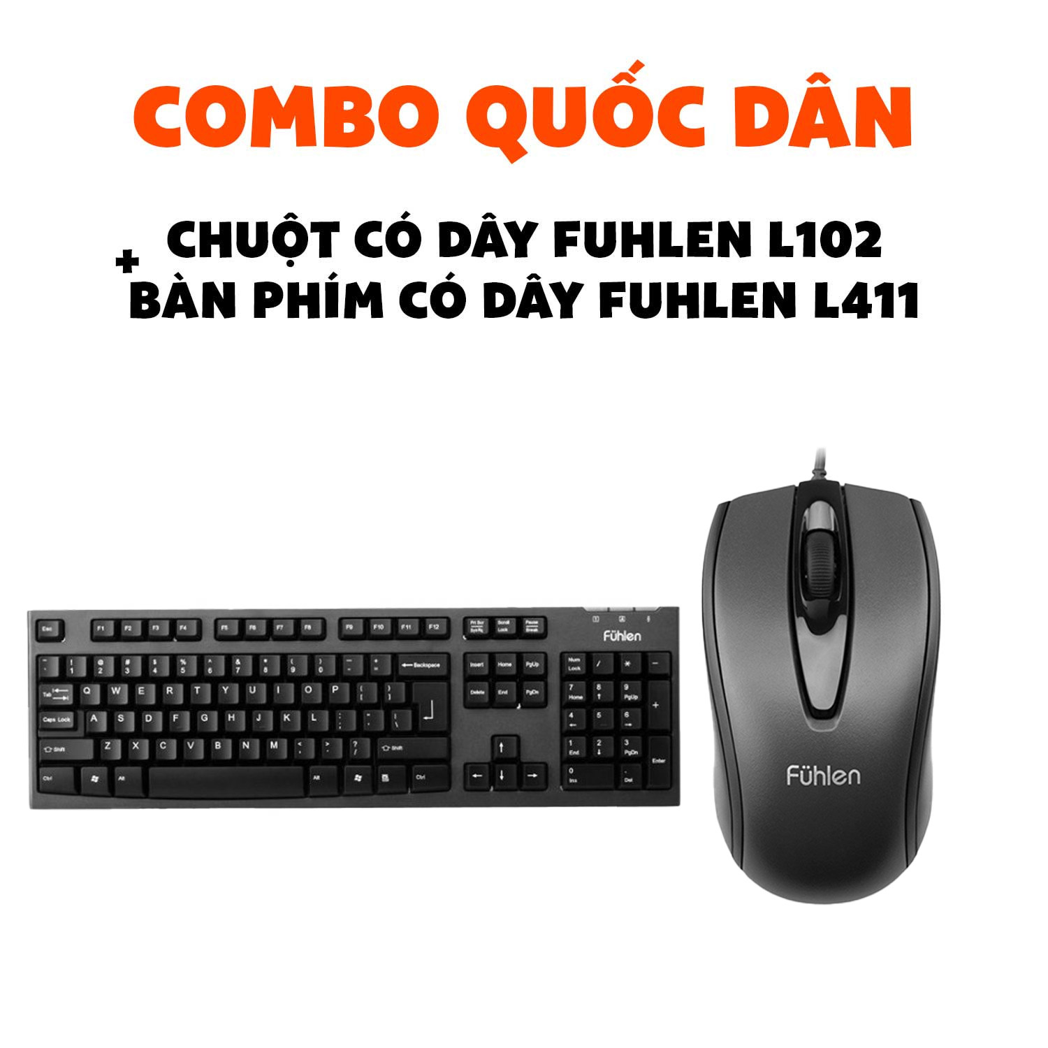 Combo quốc dân Chuột có dây Fuhlen L102 + Bàn phím có dây Fuhlen L411