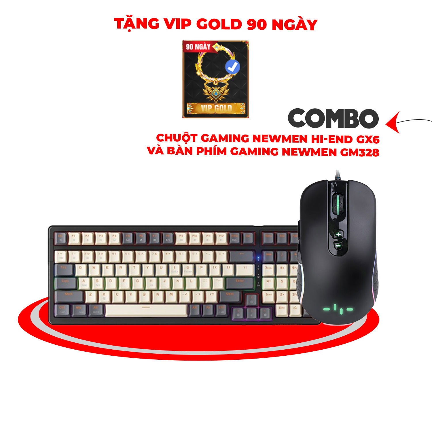 Combo Chuột Newmen GX6 + Bàn phím cơ Newmen GM328 tặng VIP GOLD 90 ngày EGOPlay