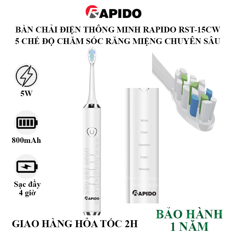 Bàn chải điện thông minh Rapido RST-15CW