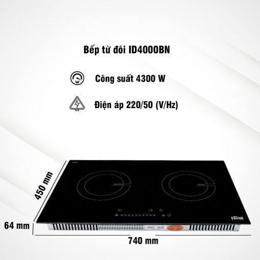 Bếp từ đôi Ferroli ID4000BN điều khiển số