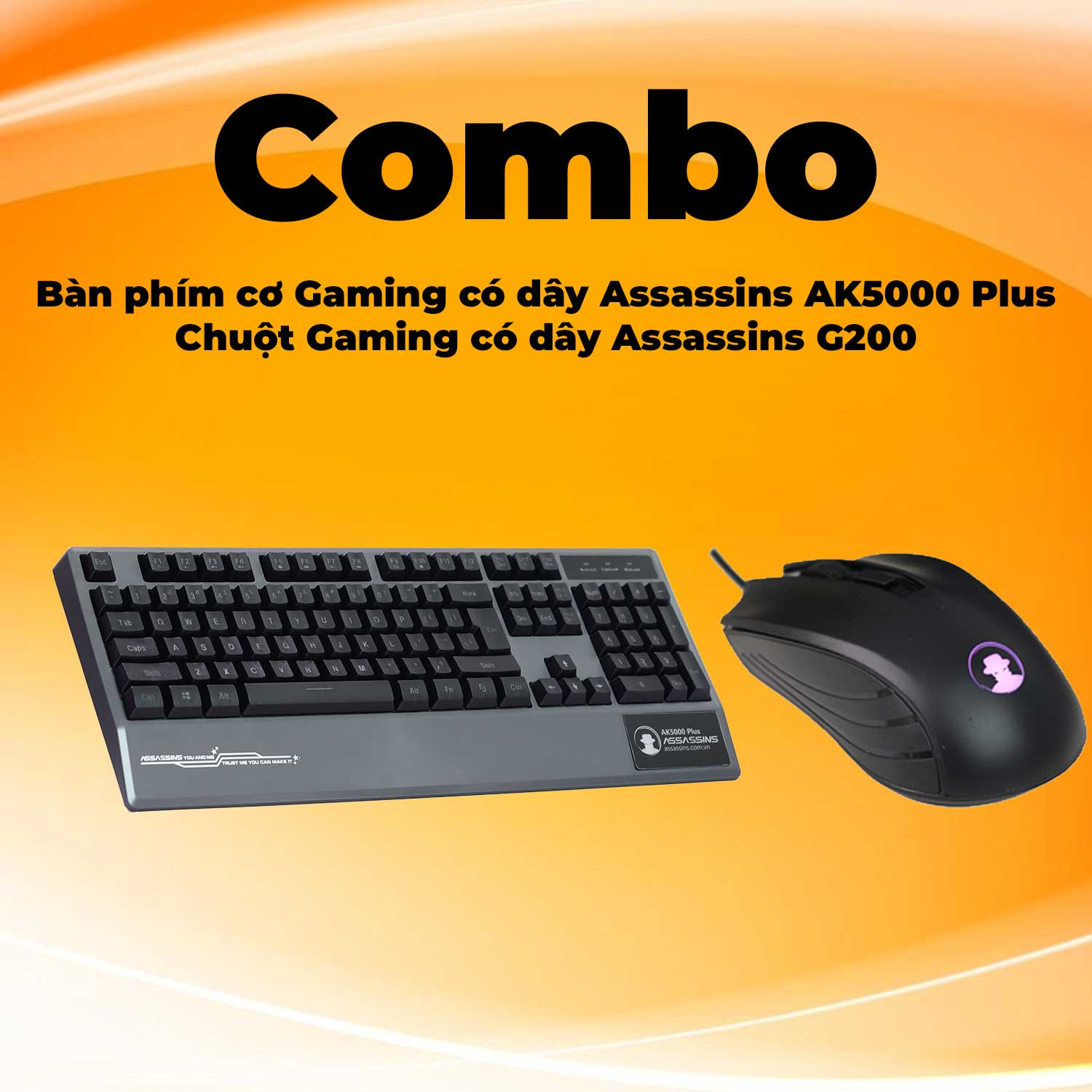 Combo bàn phím cơ Gaming có dây Assassins AK5000 Plus + Chuột Gaming có dây Assassins G200